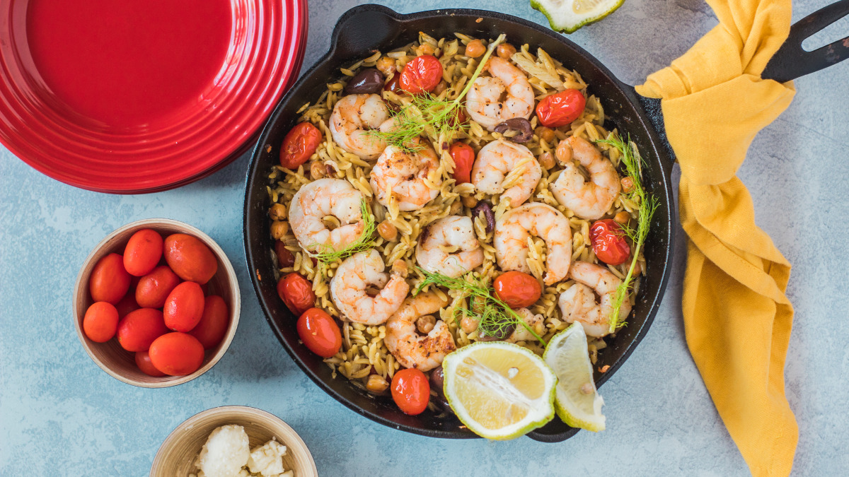 Baked Shrimp and Orzo With Chickpeas, Lemon, and Dill Recipe - Food.com